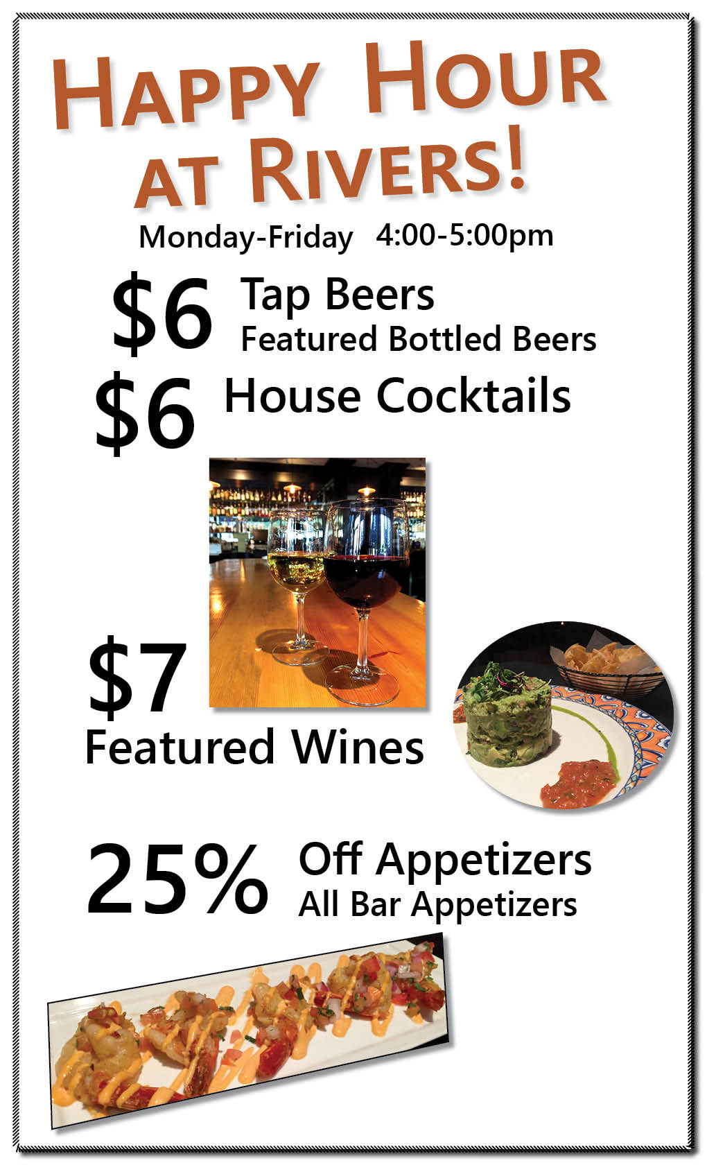 Rivers Happy Hour for website Rivers Restaurant